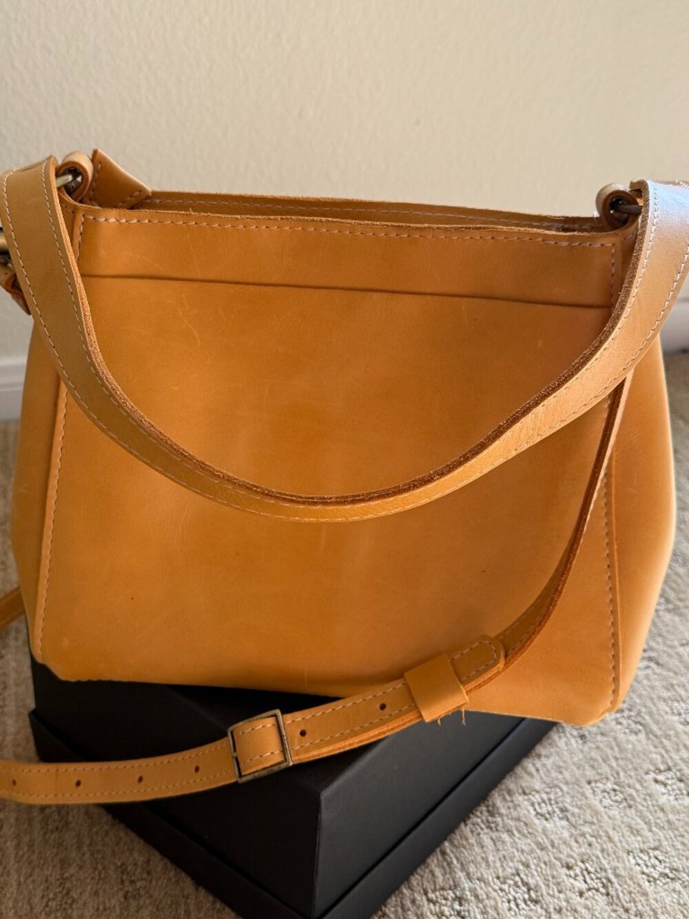 Portland Leather Goods Triangle Shoulder Bag Sunflower Yellow